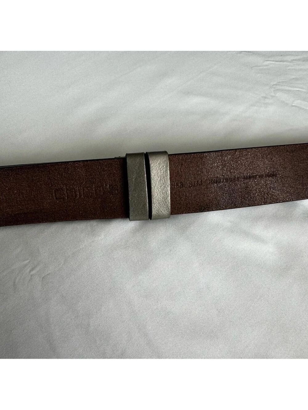 Chico’s Leather Belt With Hammered Buckles Size S/M Adjustable EUC